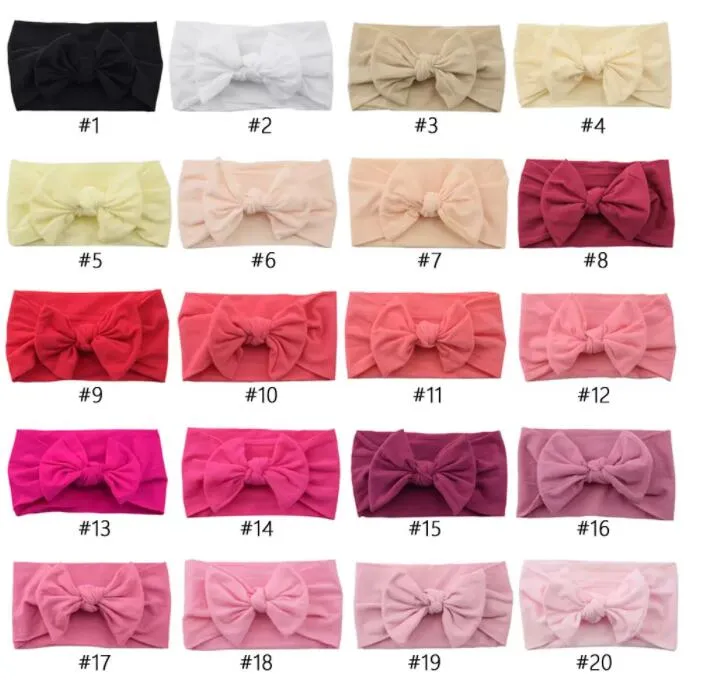 INS 38 couleurs bébé enfants bandeaux bohème enfants bandeau noeud noué enveloppes de cheveux en Nylon couleur unie élastique coiffure aiguille