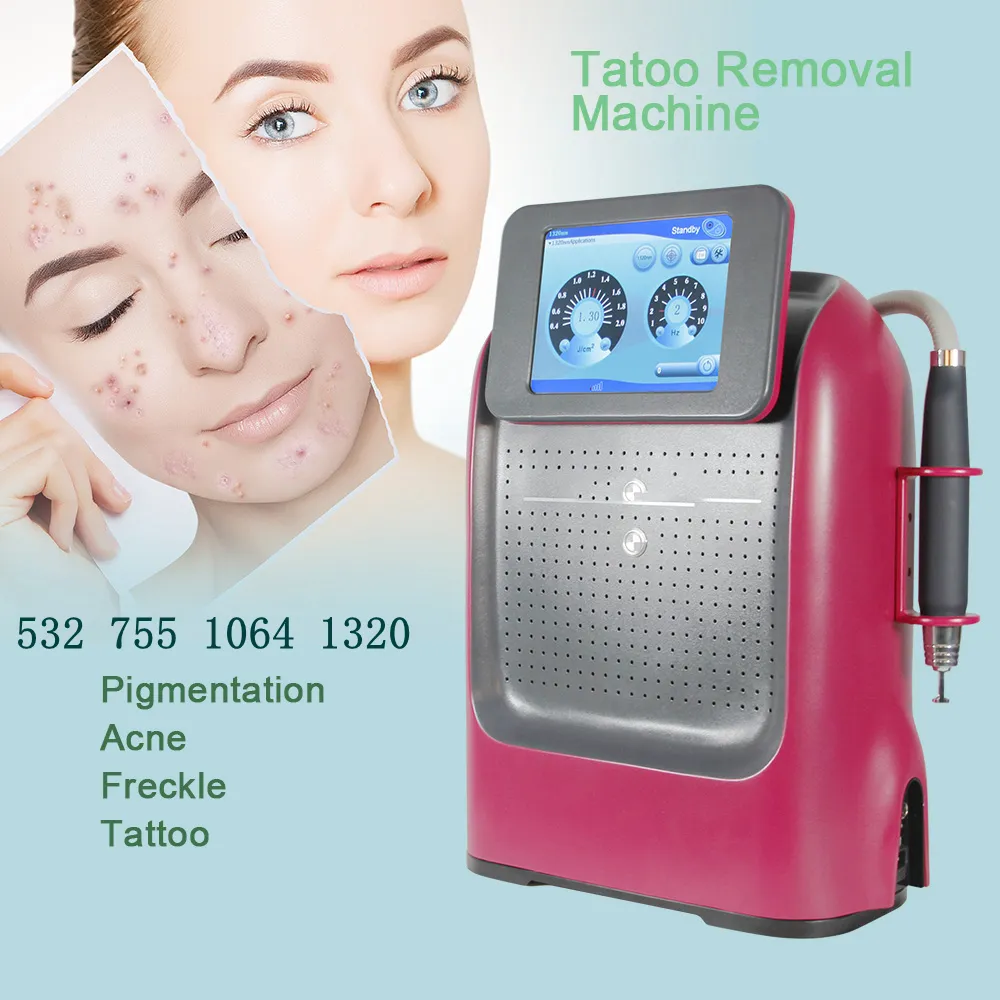 Q Switch ND Yag Picossegund Machine 532 755 1064nm Remo￧￣o de tatuagem de boneca preta Pico de rejuvenescimento de rejuvenescimento de laser q