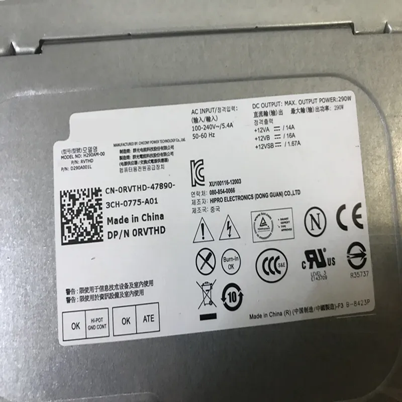 コンピューター電源は、Dell 320 7020 8020 9020 290W電源HU290EM-00 L290EM-01 D290EM-00 DPS-290EB A HU290EM-01 HU290AM-01 PCE045の新しいPSUの新しいPSU