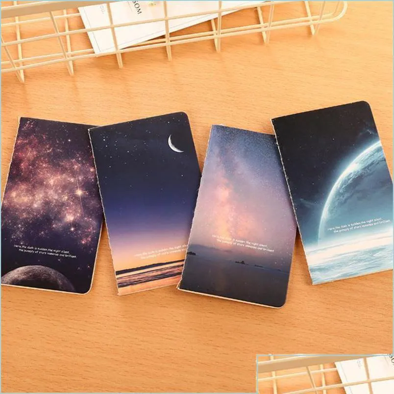 Anteckningar anteckningar Vintage Romatic Starry Sky Series 80K Mini Notebook Journal Diary Notepad Soft Copybook Daily Memos Pads Drop Deli OT1XN