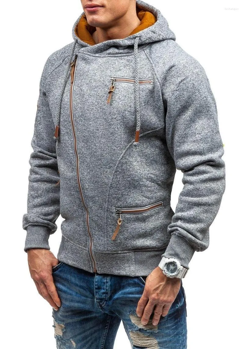 Men's Hoodies 2022 Spring Autumn Male Casual Sweatshirts Oblique Zipper Sweatshirt Tops