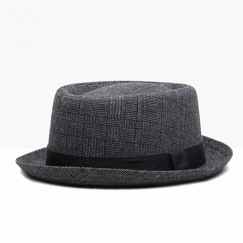 Bonnet / Skull Caps 2022 Vintage Pork Pie Chapeau Hommes Coton et Lin Fedora Mans Église Petit Bord Jazz Chapeau Trilby Panama Caps T221013