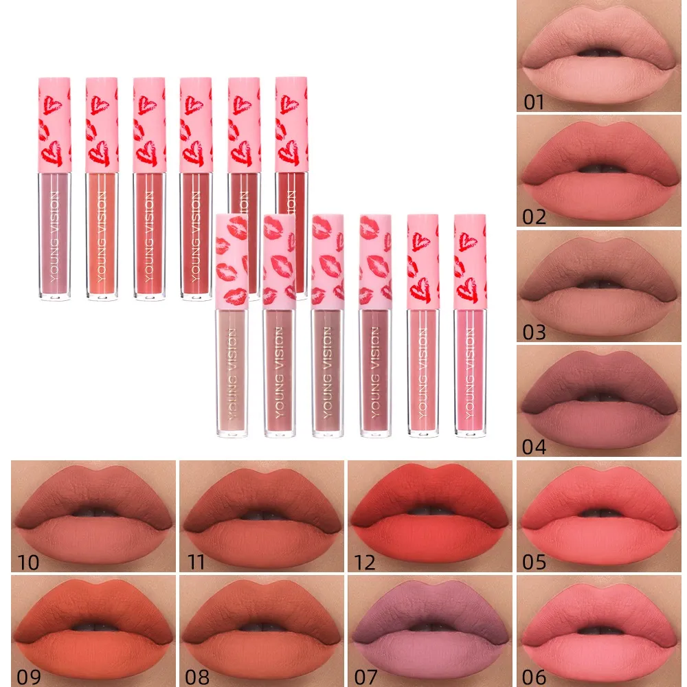 Lip Gloss Long Lasting Moisturizer Lipstick 12 kleuren Matte waterdichte lipgloss Make -upgereedschap