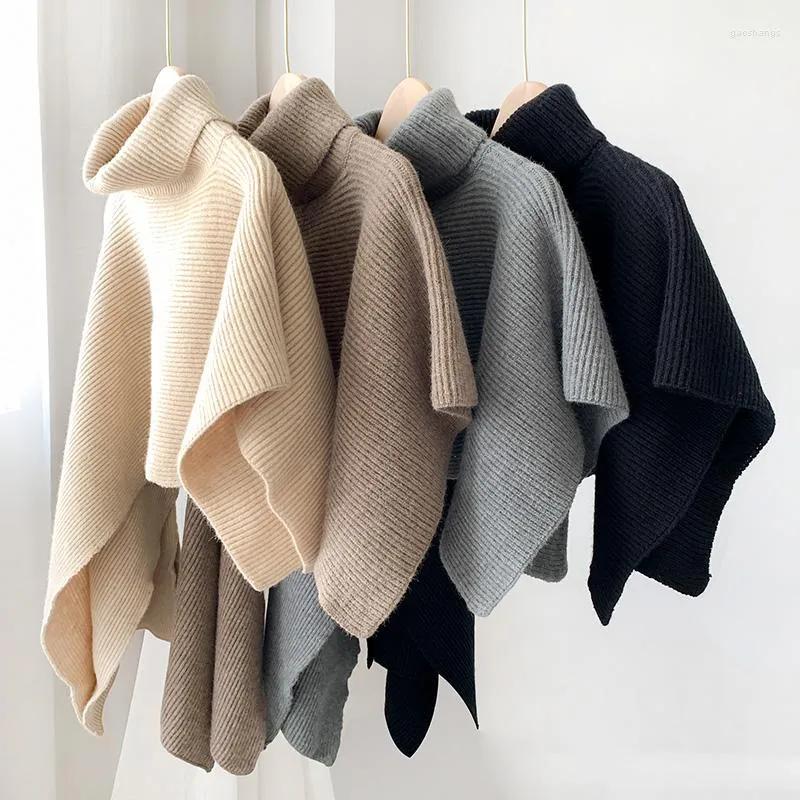 女性のセーターは秋の冬の女性 "S Seleveless Best Chastcoat Turtleneck Poncho Cape High Collar不規則なマントS326