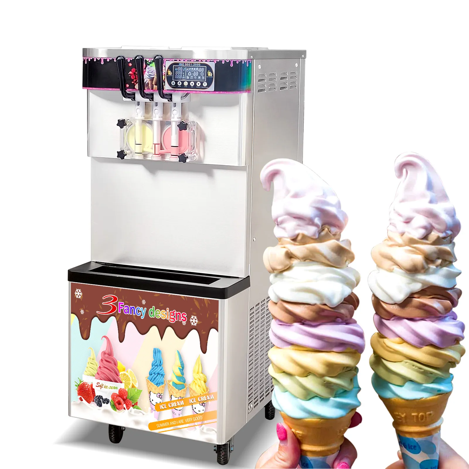 Free shipping to door USA ETL CE standard street food machine kitchen equipment yogurt gelato soft ice cream machine for Cafes