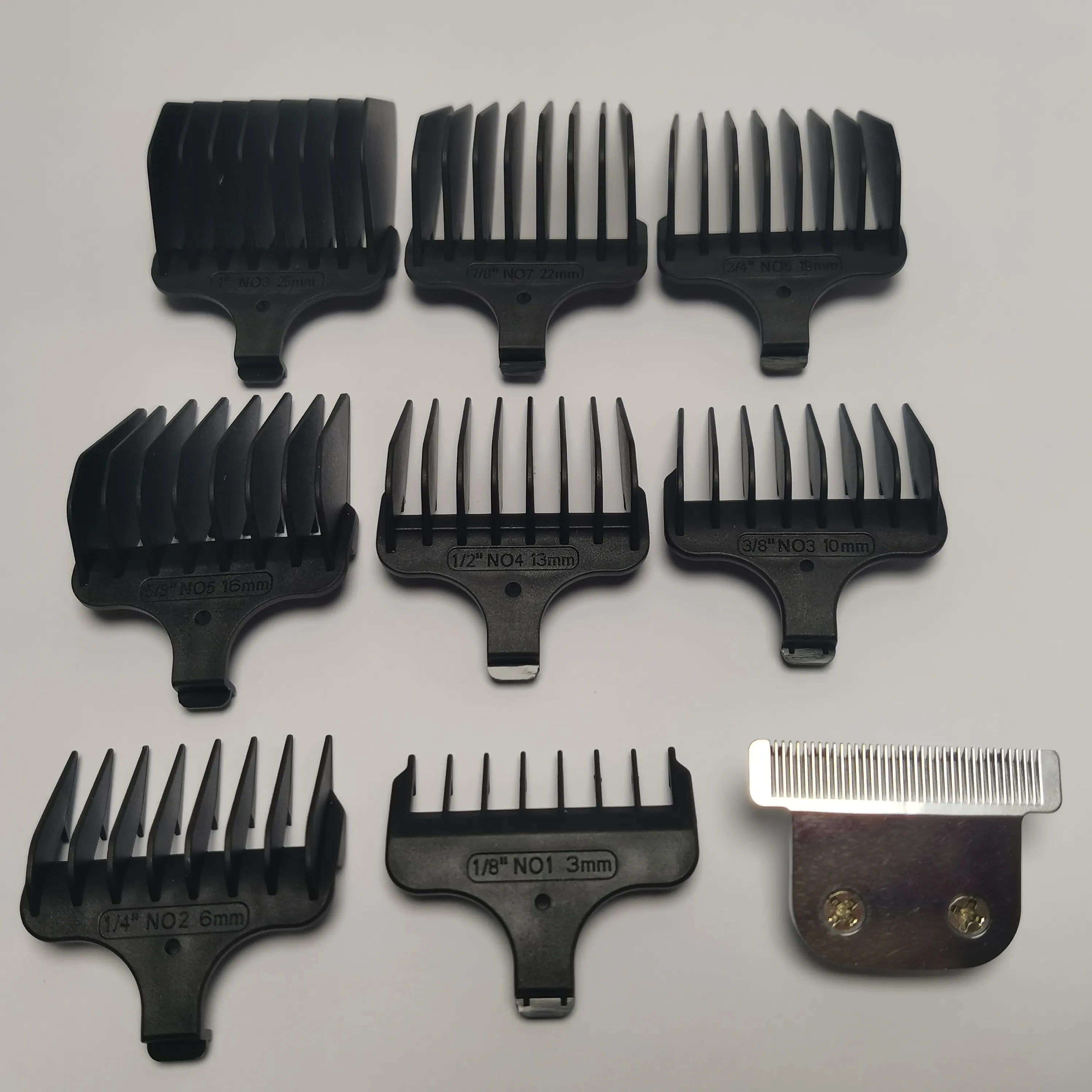 1st Razor T-Blade 8st Hair Clipper Comb #1- #8 Cutting 3-25mm ersättning för 9816-200 9818L 9837 9854 9854L 9894 9884