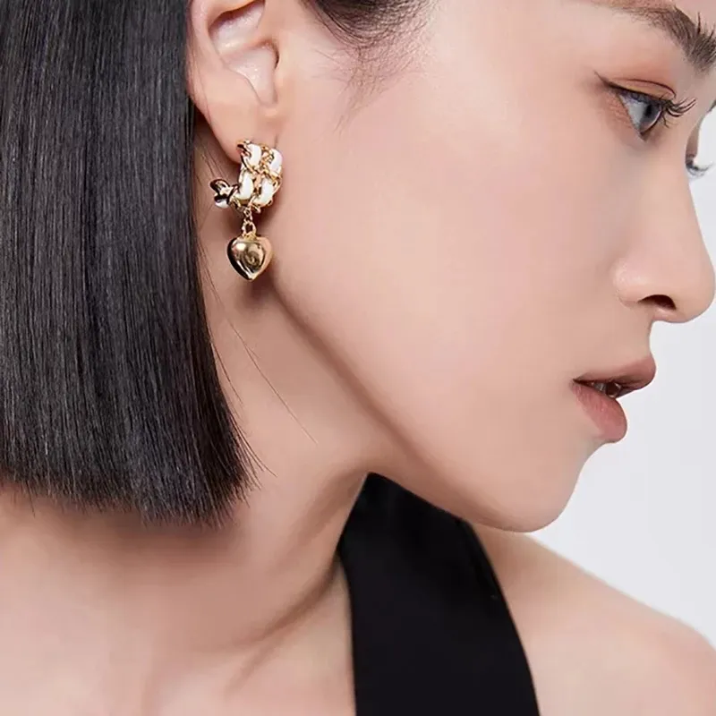 Dangle Chandelier Fashion Minitalis Gold Color Heart Drop Earring for Women Braided Chain Earring 기하학적 Boucle Oreille Fine Jewelry Bijoux