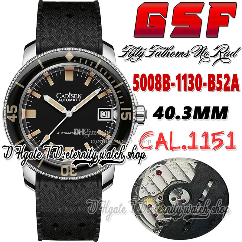 GS フィフティ ファゾムス バラクダ リエディション メンズ ウォッチ Cal.1151 GS1151 自動巻き gs5008B-1130-B52A ブラック ダイヤル ステンレス ケース ラバー ストラップ スーパー エディション エタニティ ウォッチ