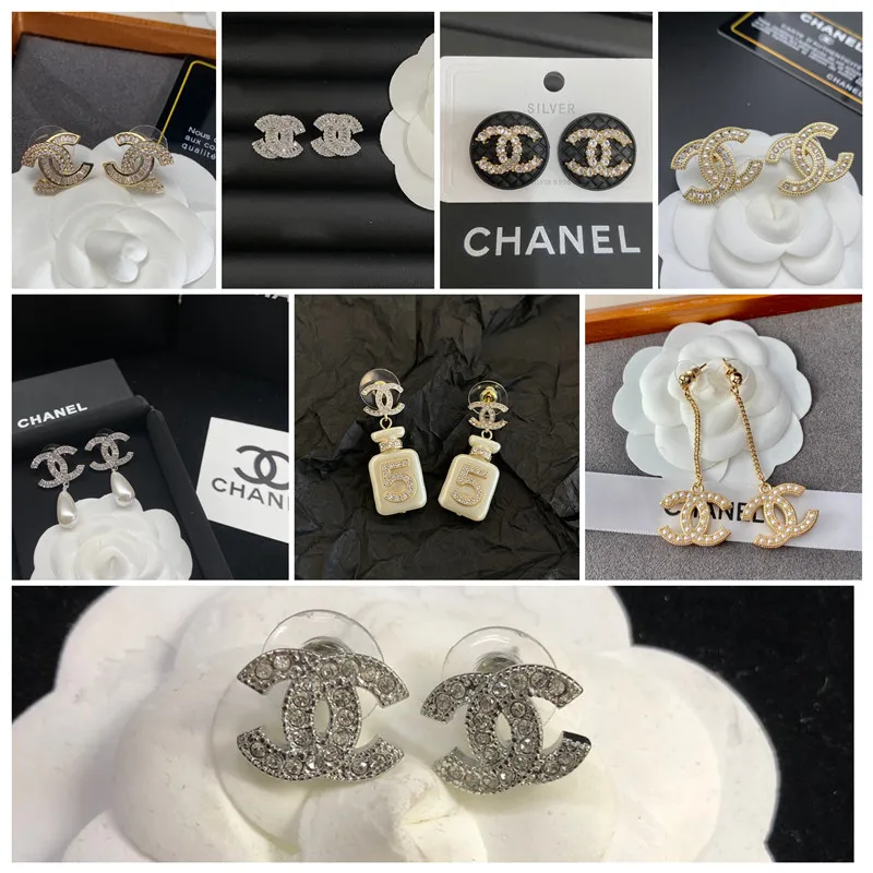 Chanel Dupe Earrings Pearl Earring Stud Earrings Diamond CC Studs With Gift And Box From Booklist, $22.70 | DHgate.Com