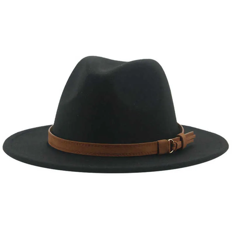 ビーニー/スカルキャップ女性のためのフェドラ帽子of men ow wide brim solid women hats band band classic dress khaki black winterhats sombreros de mujer t221013