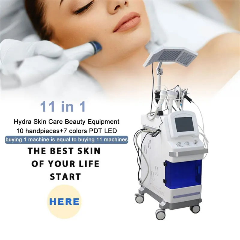 7 f￤rger PDT LED -vatten syre Jet -skalning Hydro Dermabrasion Vacuum RF Skin Scrubber Machine Face Lyft Acne Treating Skin ￥tdragande sk￶nhetsutrustning