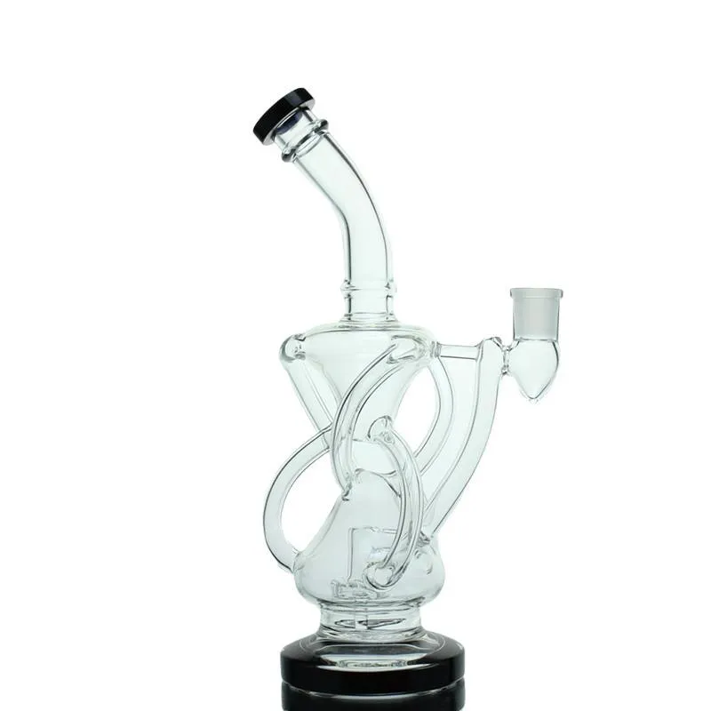 Glass Bong Dab Rig Hockahs Tornado Cyclone Recycler Rigs 12 Recyclers 튜브 워터 파이프 14mm 조인트 봉은 Heady Bowl