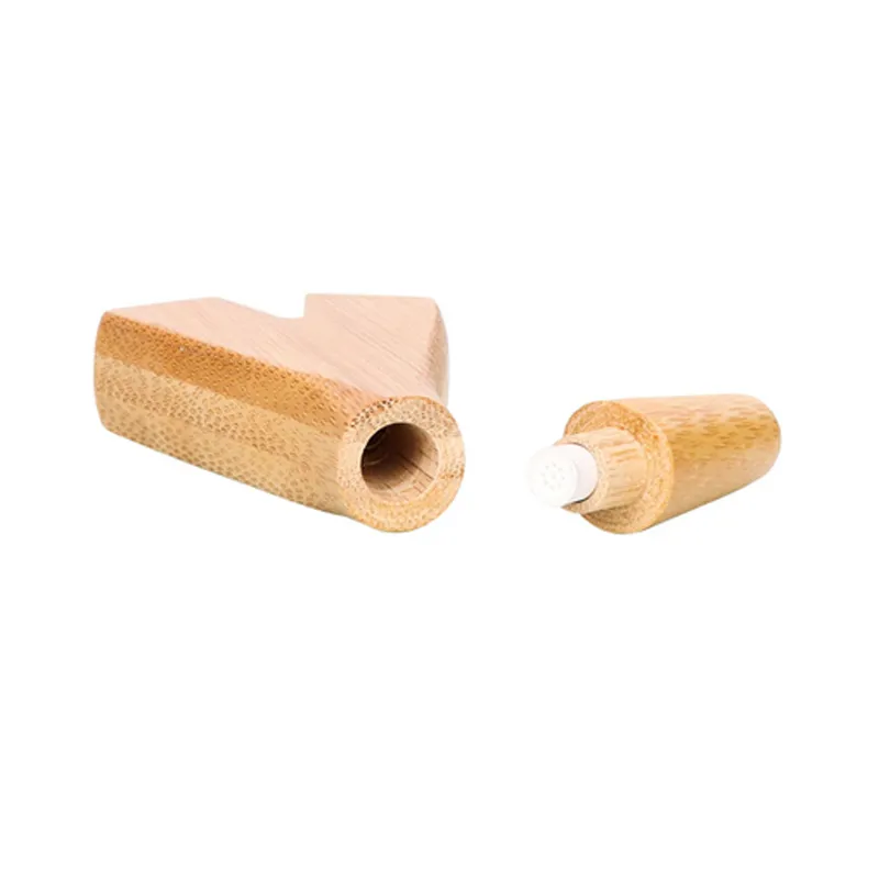 Portable small bamboo pipe handmade double-hole solid wood double-mouth two-person smoking