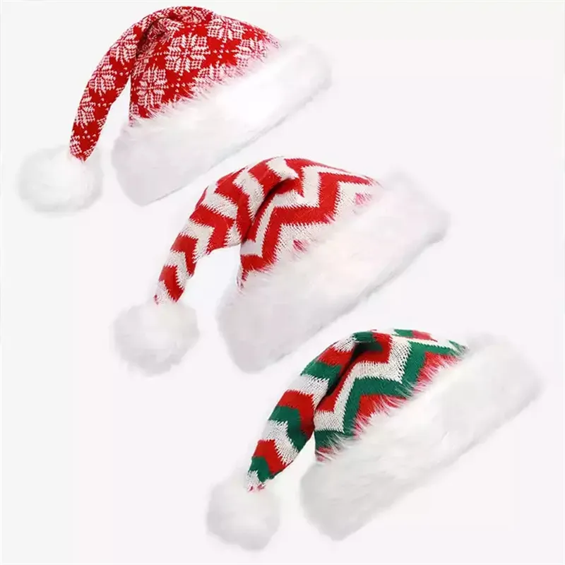 Partihandel vuxen julfest hattar festliga santa cap nyår dekorationer röd santa hatt