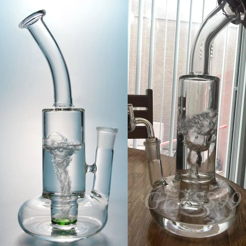 Glass Hockah Bongs Bubbler Tornado Fuction Lifebuoy Base Cyclone Percolator Glass Water Pipes 18mm 관절을 가진 Dab Rigs