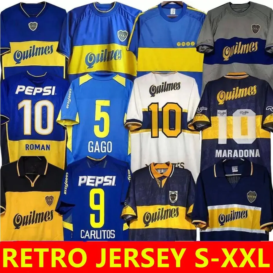 Maglie da calcio retrò Boca Juniors Maradona ROMAN Caniggia RIQUELME 1997 2002 PALERMO Maglie da calcio Maillot Camiseta de Futbol customsize personal