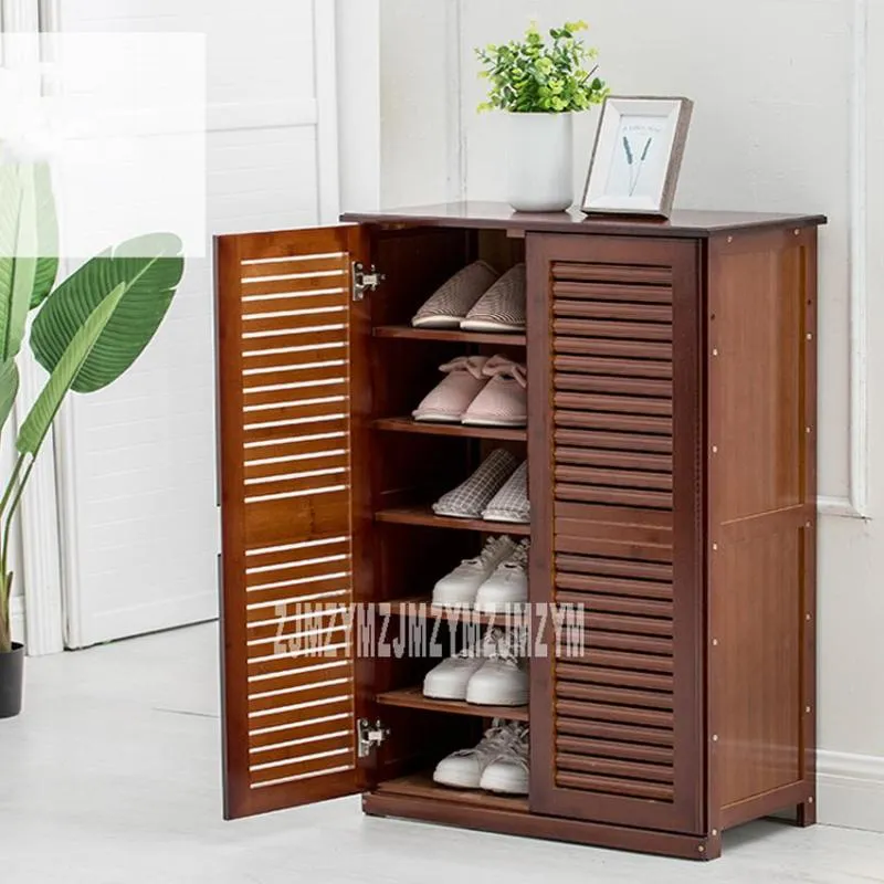 Armoire à chaussures Simple multicouche en bois massif, rangement de vêtements, étagère en bambou, porte anti-poussière, pour la maison, 80 33.5 100cm