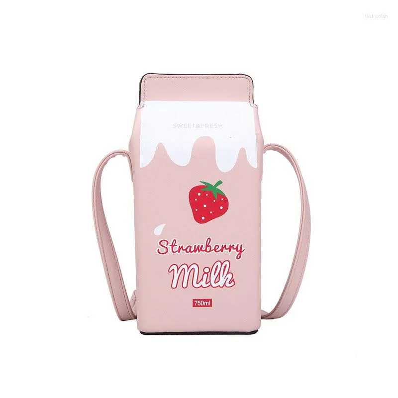 Evening Bags Women Milk Box Shape Crossbody Bag 2022 Cute Printing Shoulder Messenger High Quality PU Leather Personality Candy