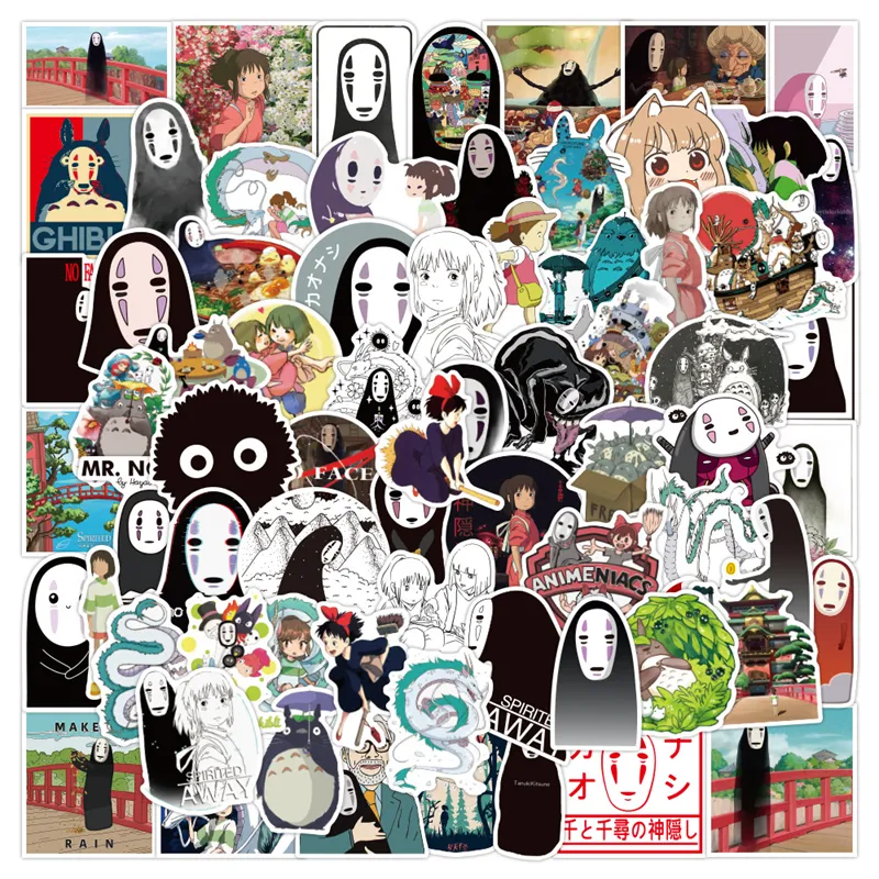 50 UNIDS Spirited Away Stickers Miyazaki Anime No Face man Graffiti Kids Toy Skateboard coche Motocicleta Bicicleta Pegatinas Calcomanías al por mayor