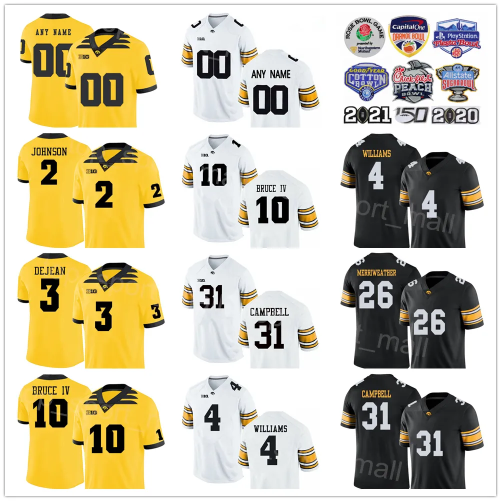 NCAA College Football Iowa Hawkeyes Jersey University 2 Kaleb Johnson 4 Leshon Williams 10 Arland Bruce IV 31 Jack Campbell 3 Cooper Dejean 26 Kaevon Merriweather