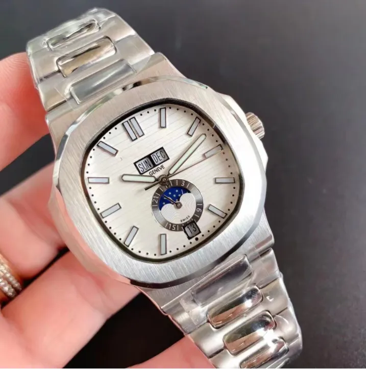 5711/1a-010 orologi sportivi maschi di alta qualità orologi meccanici di alta qualità Case d'argento Blue Dial di lusso inossidabile Orologi da uomo