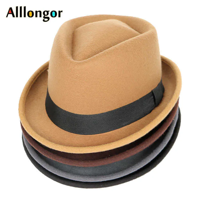 Bonnet / Crâne Caps mode Automne 2022 Hiver Fedoras Femmes Laine Fedora Chapeau Hommes Jazz Panama Solide Noir Vintage Trilby Chapeau Feutre Top Hat casquettes T221013