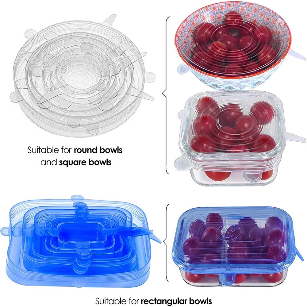 Storage organisationFresh flexible Deckungsfutter Wrap Caps Cookware Bowl Frische Mikrowellendeckel Stretch Silicon Cover für ...