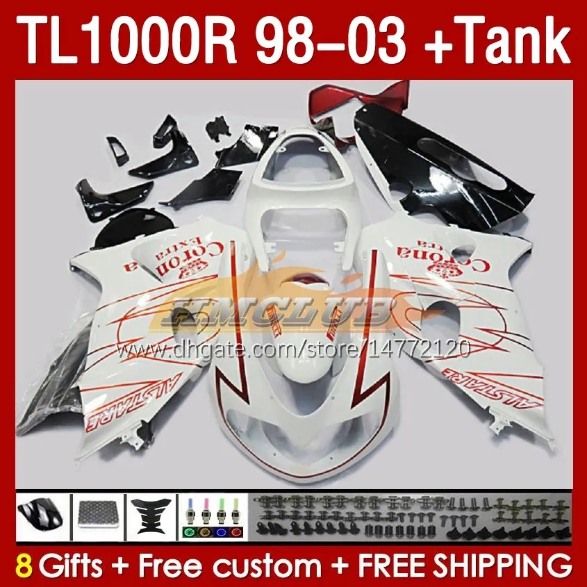 Tankbeurten voor Suzuki TL-1000 TL 1000 R 1000R WIT RED BLK SRAD 1998 1999 2000 2001 2002 2003 Bodywork 162No.76 TL-1000R TL1000 R 98-03 TL1000R 98 99 00 01 02 03 Fairing