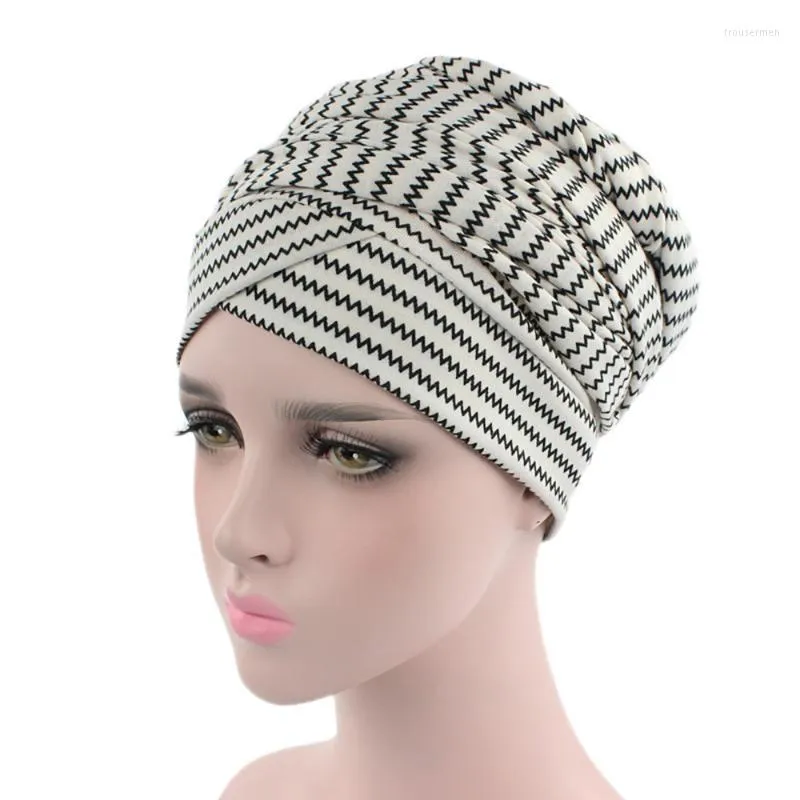 Berretti Beanie/Skull Caps Donna India Musulmano Turbante Elastico Stampa Coda Lunga Cappello Testa Sciarpa Avvolgente 2022 Accessori per capelli da donna Cap per la perdita