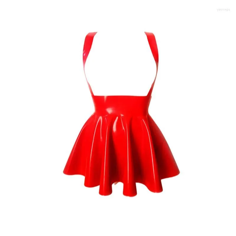 Casual Dresses Shiny PVC Sleeveless Spaghetti Strap Dress Women Gothic Wet Look Leather A-line Mini Pleated Club Lady Bodycon Vestido