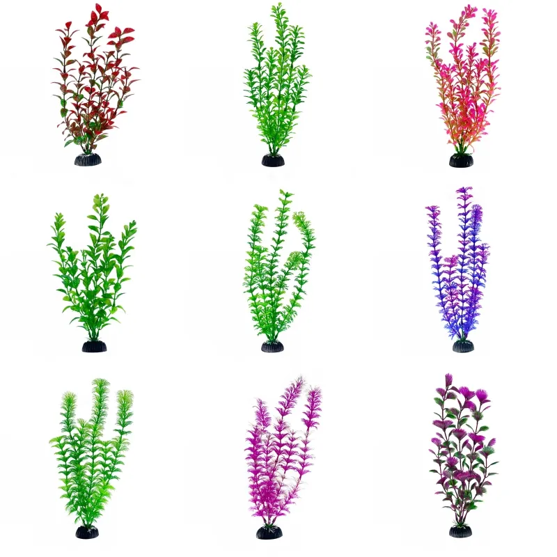 Plantas subaqu￡ticas artificiais de 30 cm de coral decora￧￣o de tanques de peixes de coral Decora￧￵es de capim verde visualizando 1490 T2