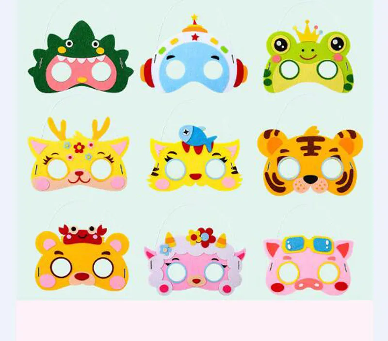 DIY Non-Woven Animal Cartoon Masks Child Up Birthday Celebration Christmas Halloween Cosplay Safari Party Supplies Party Masks