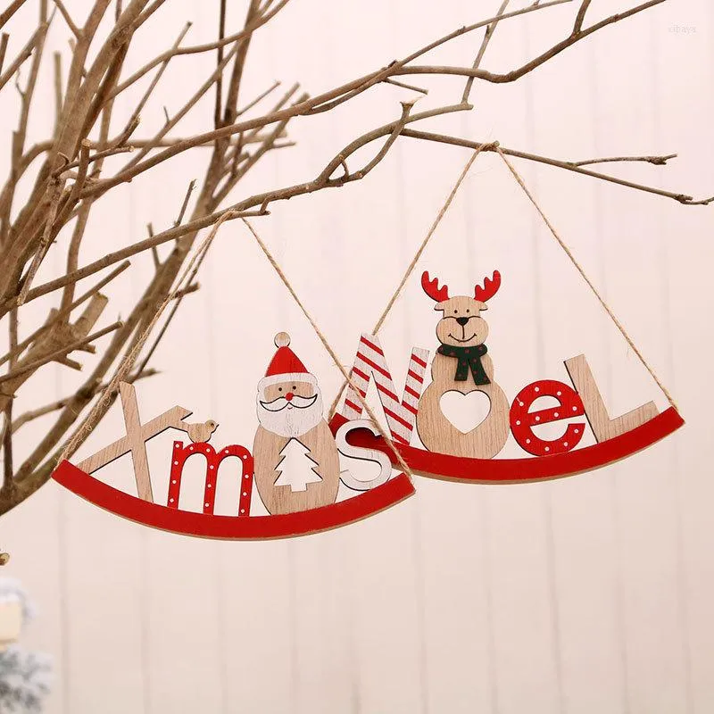 Dekoracje świąteczne 1pcs drzewo drewniana wisiorek Święty Święty Święto Snowman Elk Xmas Ornament Decoration