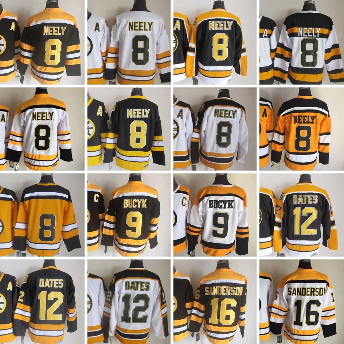 1924-1999 Filme Retro CCM Hockey Jersey Bordado 8 Cam Neely 9 Johnny Bucyk 12 Adam Oates 16 Derek Sanderson Vintage Jerseys