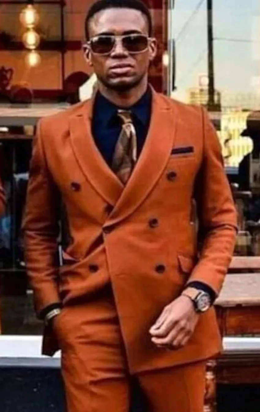 Mode Caramel couleur Hommes Smokings De Mariage Groom Wear Notch Lapel Double-Breasted Hommes Blazer Prom Dîner Robe Vêtements formels Custom Made