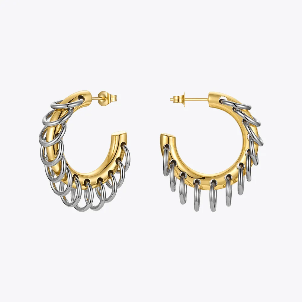 Hoop Huggie ENFASHION Punk Circle Loop Earring Stainless Steel Hoop Earrings For Women Gold Color Brincos Feminino Fashion Jewelry E211304 221014