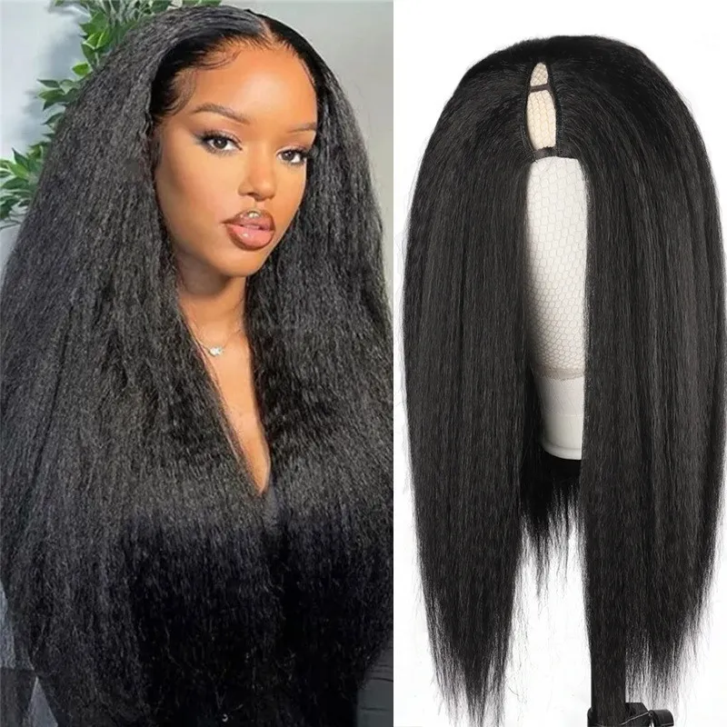 Synthetic Hair Wigs For Woman Daily Natural Fluffy Elastic Lace Front Wig V Part Long Black Straight Wig No Leave Out