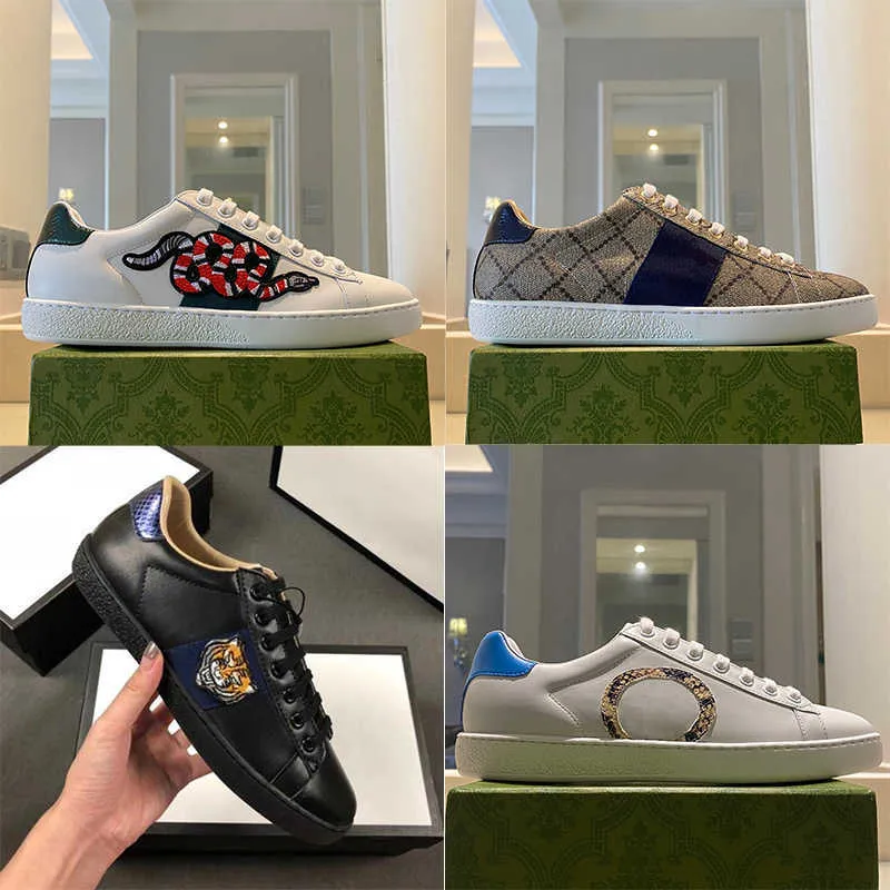 Designers bi sneakers män kvinnor casual skor äkta läder broderi klassisk sko python broderad tiger bin sko stor storlek 48 med låda nr9