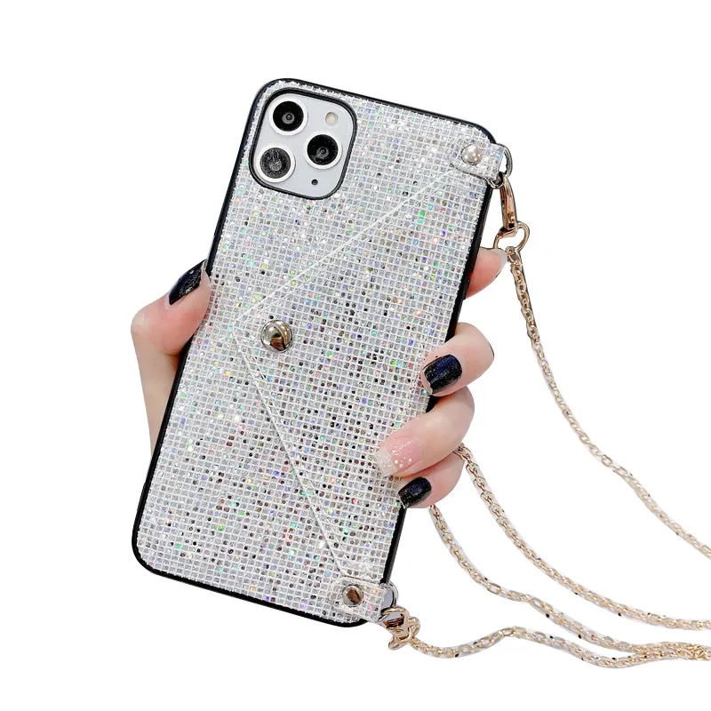 Diamond CellPhone Cases Handbag Crossbody Insert Card Mobile Phone Case Protective Cover Strap Wallet Chain Full Covers For Iphone 14 Plus Pro Max 13 12 Mini XS XR