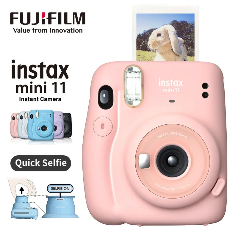 Filmkameror Fuji Äkta Instax Mini11 Instant Camera Ursprung Fujifilm RosaBlåGråVitLila med Mini Po-papper 221014