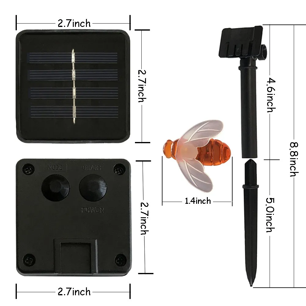 Guirlande lumineuse solaire 20LED extérieur étanche Simulation miel abeilles décor pour jardin décorations de noël blanc chaud