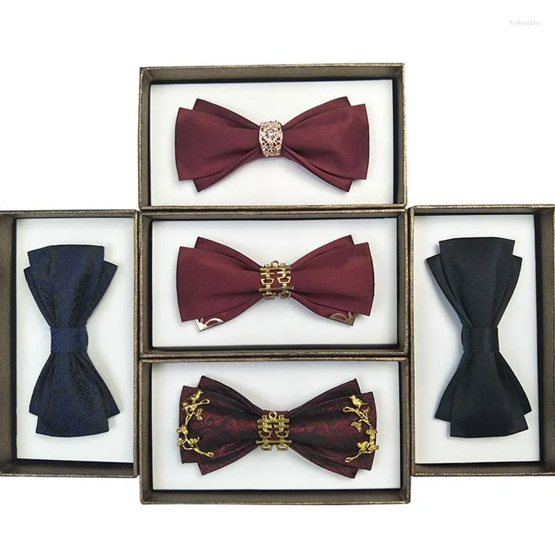 Bow Ties Men's Tie For Wedding Party Original Designer Brand High Quality Wine Red Women Est Retro Bowtie With Gift Box