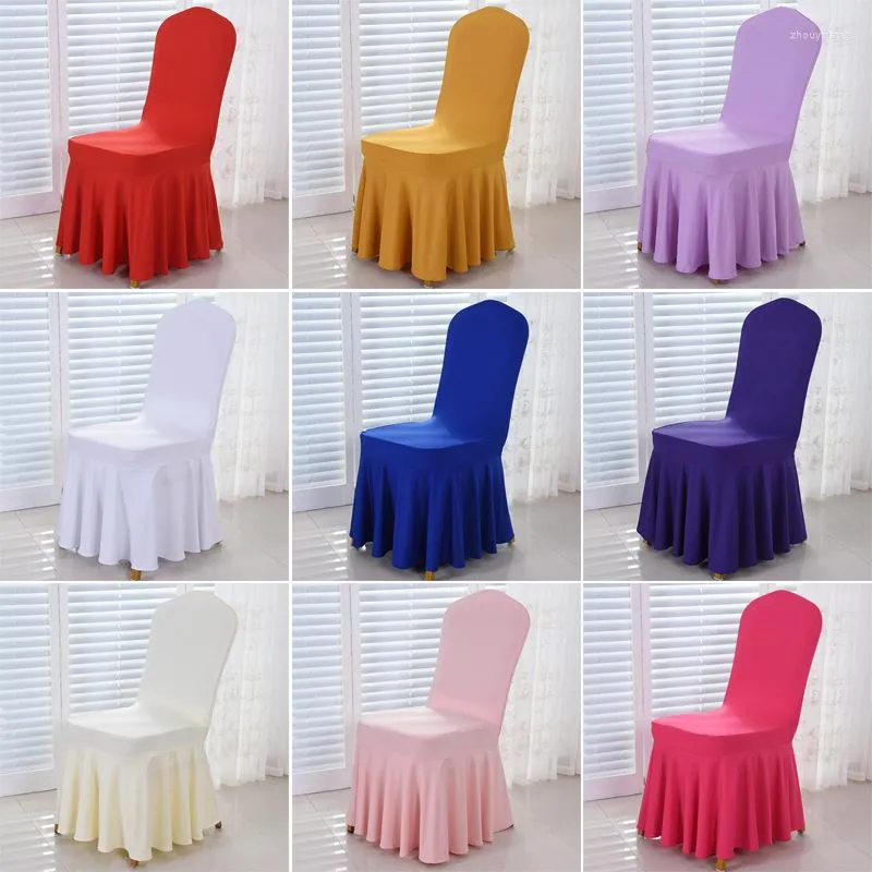 Chair Covers 1pc Stretch Thicked Skirted Cover Spandex Lycra Universal Ruffled Wedding El Banquet Decored Ruched