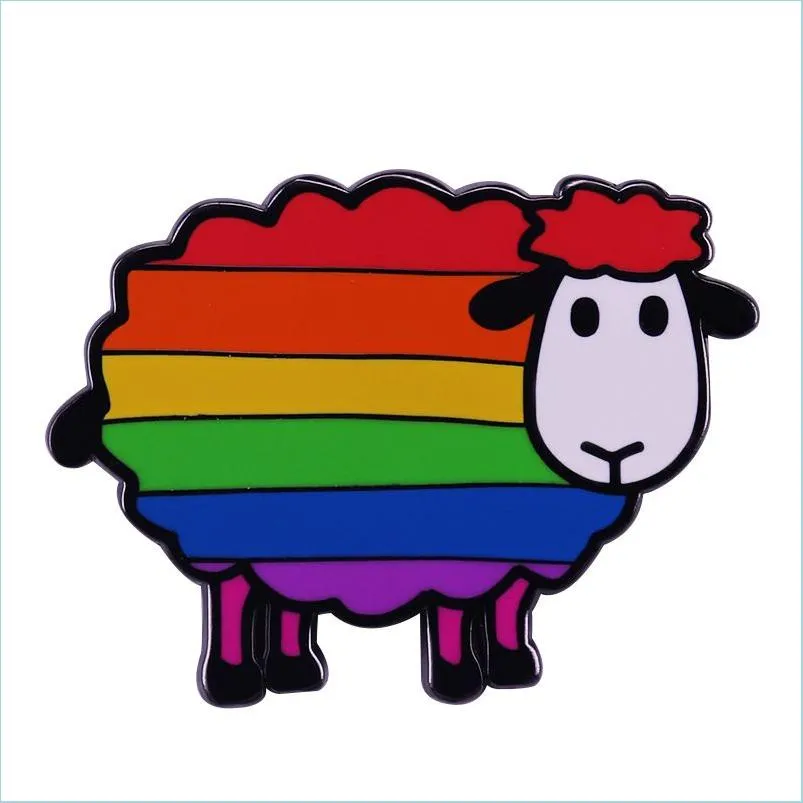 Pins Brooches Creativity Sheep Enamel Pins Brooch Collecting Lgbtq Rainbow Lapel Badges Men Women Fashion Jewelry Gifts Adorn Backpa Dhs4G