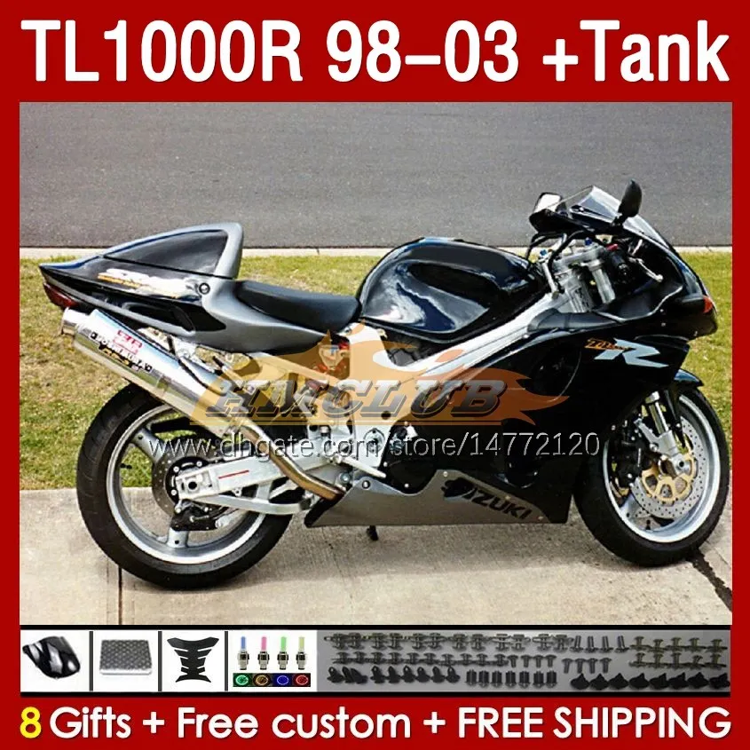 Łyżki czołgów dla Suzuki TL-1000 TL 1000 R 1000R SRAD 1998 1999 2000 2001 2002 2003 Bodywork 162no.74 Czarny błyszczący TL-1000R TL1000 R 98-03 TL1000R 98 99 00 01 02 03 Fairing