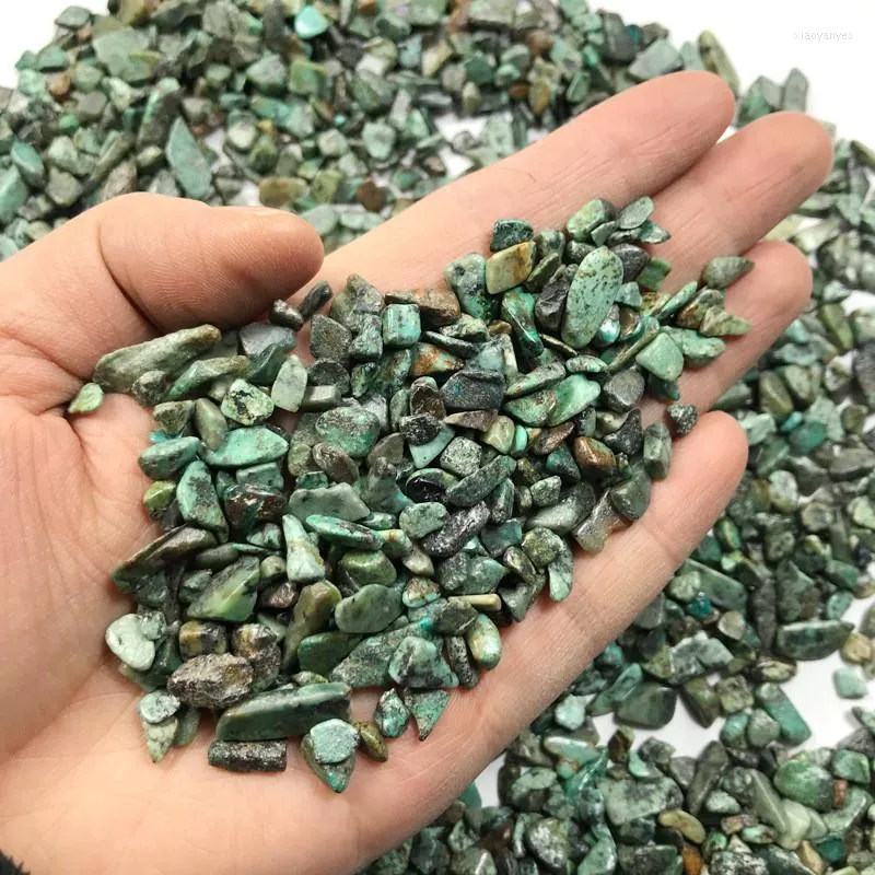 Decoratieve beeldjes 100 g 5-8 mm groen turquoise rots gepolijste ruwe steenmutsen genezing aquarium grind natuurlijke stenen en mineralen
