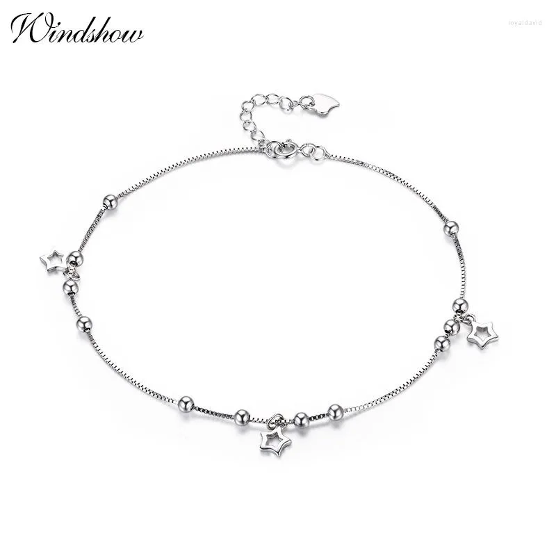 Bracelets de cheville 925 argent Sterling boîte chaîne étoile charme pied bijoux cheville pour femmes filles jambe Bracelet Cheville Enkelbandje Halhal Tobillera