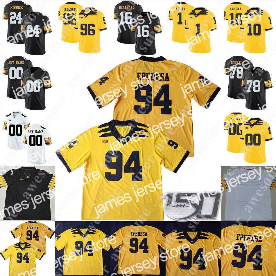 American College Football Wear Iowa Hawkeyes Jersey Cole Banwart Garret Jansen Michael Sleep-Dalton Ryan Gersonde Riley Moss Kyle Sorensen Charlie Jones Jack Comb