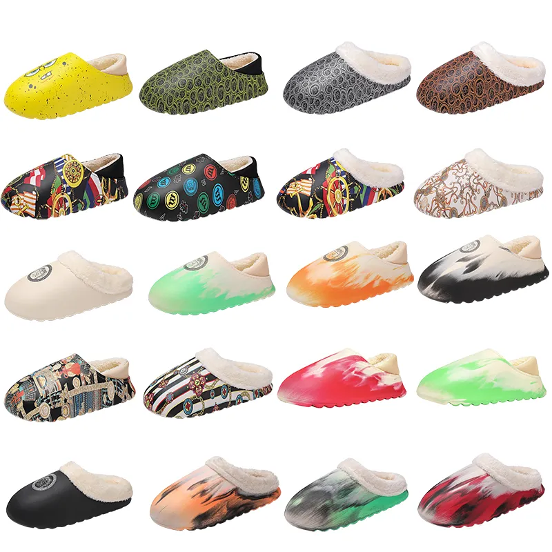 Katoenen slippers warme schoenen gewone cartoon onregelmatige aquarel graffiti pluche pluche indoor en buiten winter sneeuwschoenen dames heren verschillende size36-47