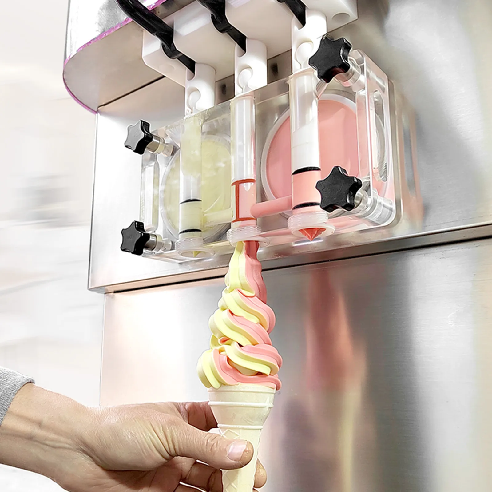  Máquina de helado suave comercial, máquina de helados con panel  LCD para hacer helados con 3 sabores, gran capacidad, 2 tolva de 3 L :  Hogar y Cocina